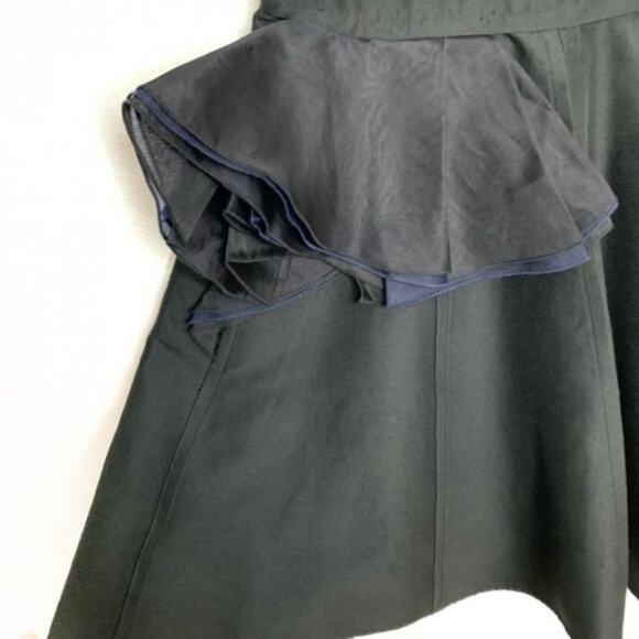 Halston Heritage Organza Ruffle Mini Cocktail Dress Black/Navy size 4 - Picture 4 of 7